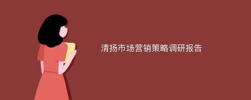 清扬市场营销策略调研报告