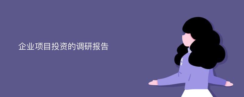 企业项目投资的调研报告