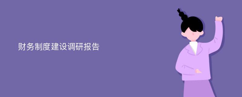 财务制度建设调研报告