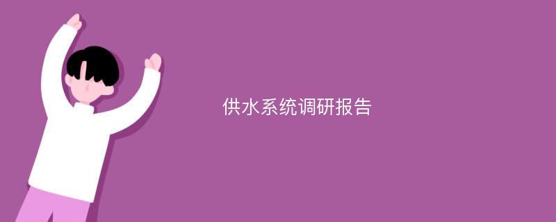 供水系统调研报告