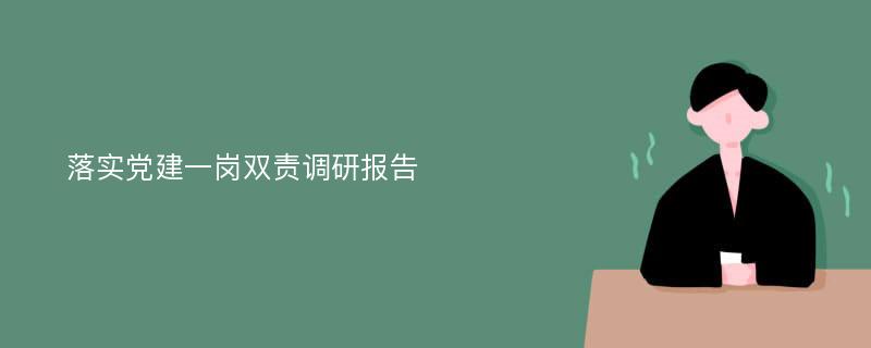 落实党建一岗双责调研报告